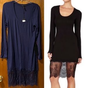 BCBGMAXAZRIA Livi Lace Hem dress - in blue